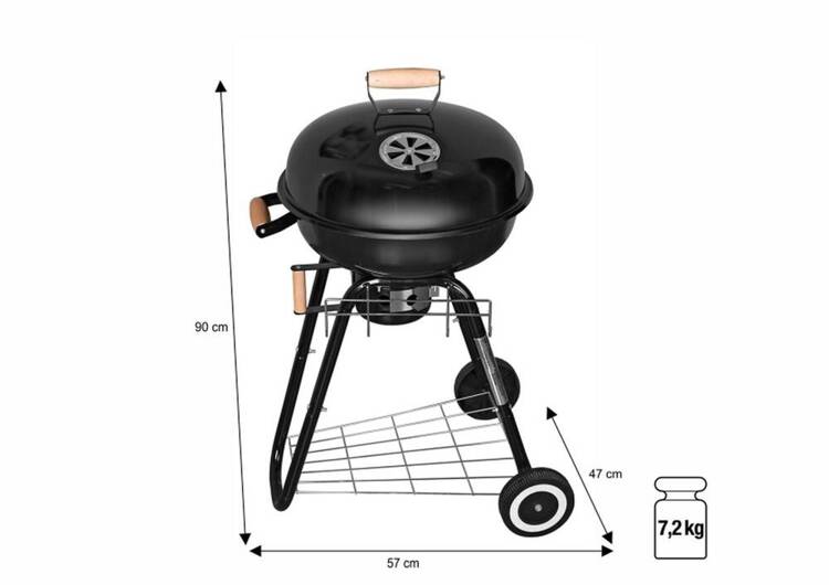 Grill węglowy wózek kulisty średnica 47 cm - 19401