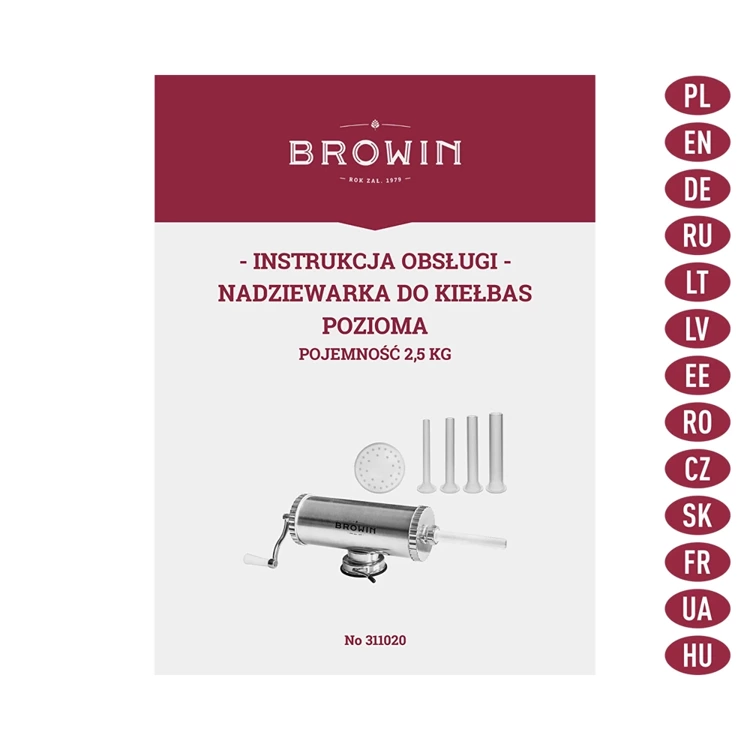 Nadziewarka pozioma 2,5 kg z silikonowym tłokiem Browin - 311020